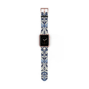 Blue Damask Apple Watch Band - Floral Tile Faux Leather - Dipaliz - Bands