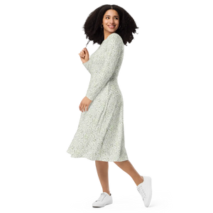 Blue Floral Sleeve Midi Dress – Sustainable - Dipaliz - Dresses - Xs