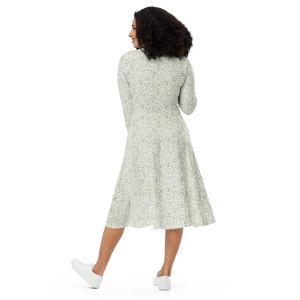 Blue Floral Sleeve Midi Dress – Sustainable - Dipaliz - Dresses - Xs