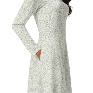 Blue Floral Sleeve Midi Dress – Sustainable - Dipaliz - Dresses - Xs