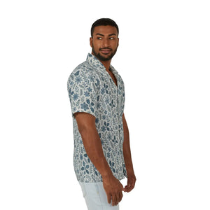 Blue Floral Hawaiian Camp Shirt - Lightweight Botanical - Dipaliz - Shirts