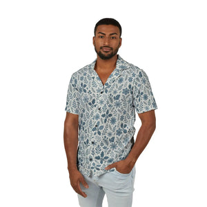 Blue Floral Hawaiian Camp Shirt - Lightweight Botanical - Dipaliz - Shirts