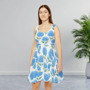 Women’s Skater Dress – Floral Hydrangea Design - Dipaliz - Dresses - Xs
