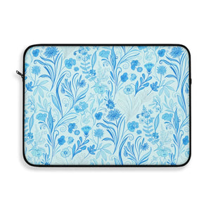 Artistic Floral Laptop Sleeve Blue Watercolor Botanicals - Dipaliz - Bags