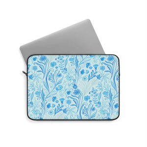 Artistic Floral Laptop Sleeve Blue Watercolor Botanicals - Dipaliz - Bags