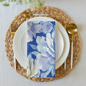 Cloth Napkin Set Blue Floral Soft Dining Style Dipaliz - Napkins