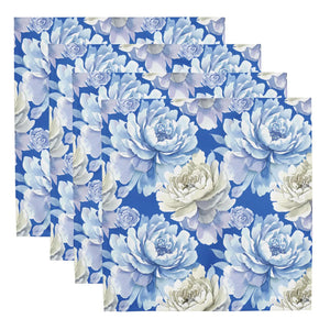 Blue Floral Cloth Napkin Set - Soft Dining Elegance - Dipaliz - Napkins