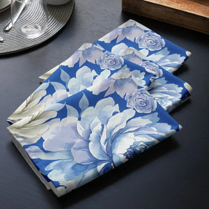 Blue Floral Cloth Napkin Set - Soft Dining Elegance - Dipaliz - Napkins