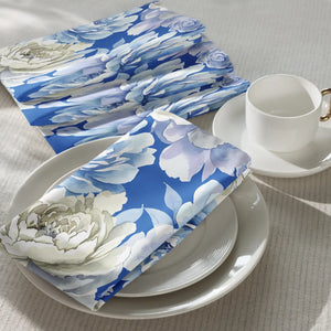 Blue Floral Cloth Napkin Set - Soft Dining Elegance - Dipaliz - Napkins