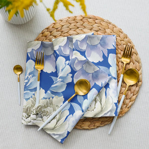 Blue Floral Cloth Napkin Set - Soft Dining Elegance - Dipaliz - Napkins