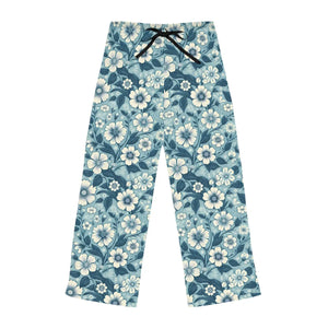 Soft Blue Floral Pajama Pants - Lightweight Loungewear - Dipaliz - Pajamas - Xs