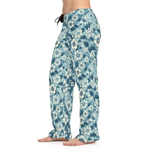 Soft Blue Floral Pajama Pants - Lightweight Loungewear - Dipaliz - Pajamas - Xs