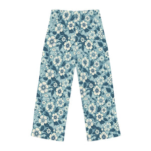 Soft Blue Floral Pajama Pants - Lightweight Loungewear - Dipaliz - Pajamas - Xs