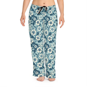 Soft Blue Floral Pajama Pants - Lightweight Loungewear - Dipaliz - Pajamas - Xs
