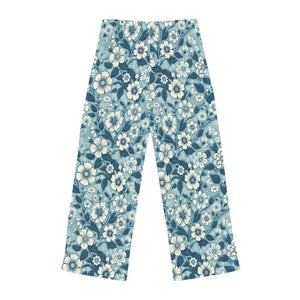 Blue Floral Womens Pajama Pants Soft Comfort Style - Dipaliz - Pajamas