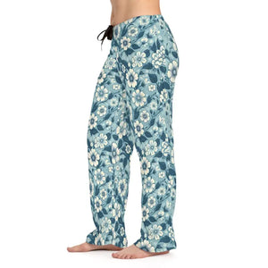 Blue Floral Womens Pajama Pants Soft Comfort Style - Dipaliz - Pajamas