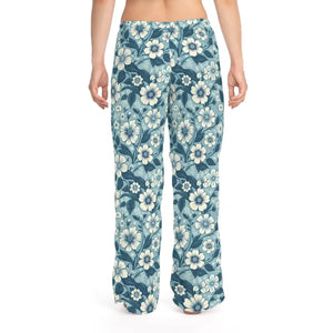 Blue Floral Womens Pajama Pants Soft Comfort Style - Dipaliz - Pajamas