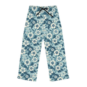 Blue Floral Womens Pajama Pants Soft Comfort Style - Dipaliz - Pajamas