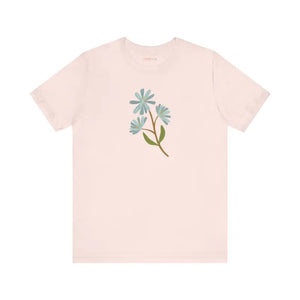 Blue Flower Jersey Short Sleeve Tee - Comfort Style - Dipaliz - T-shirts