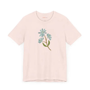 Blue Flower Jersey Short Sleeve Tee - Comfort Style - Dipaliz - T-shirts