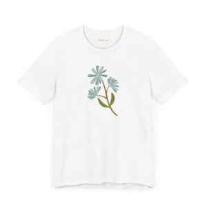 Blue Flower Jersey Short Sleeve Tee - Comfort Style - Dipaliz - T-shirts