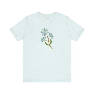 Blue Flower Jersey Short Sleeve Tee - Comfort Style - Dipaliz - T-shirts