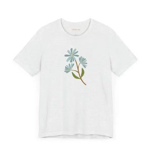 Blue Flower Jersey Short Sleeve Tee - Comfort Style - Dipaliz - T-shirts