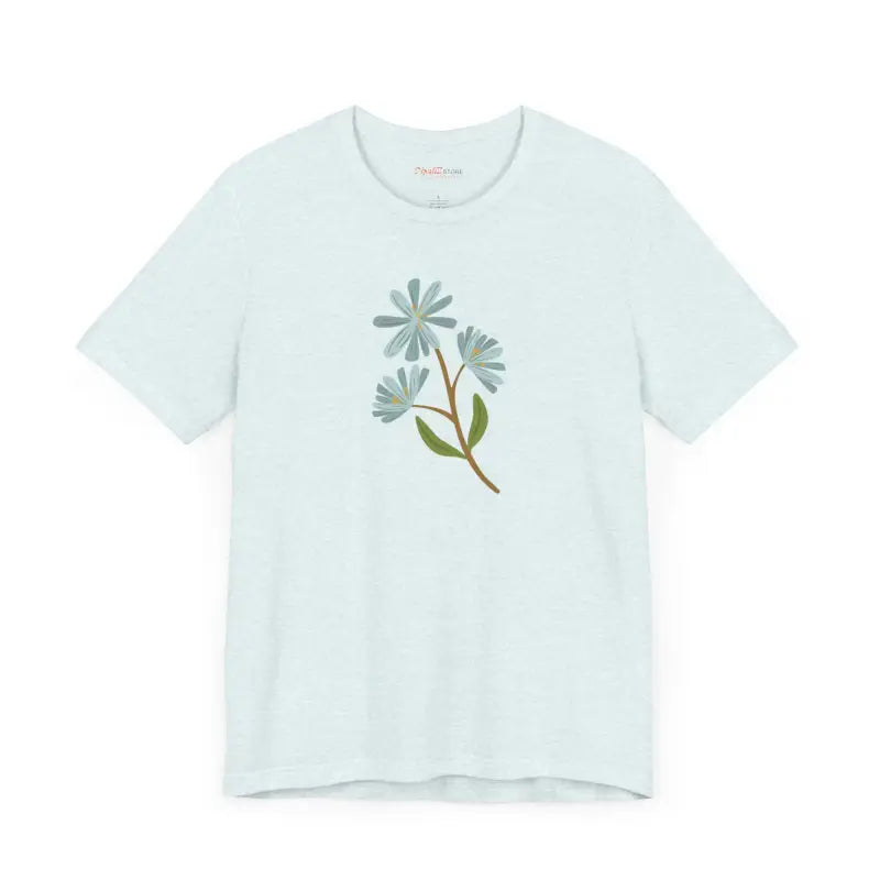 Blue Flower Jersey Short Sleeve Tee - Blossom in Style! - T-shirt