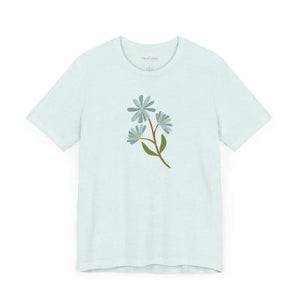 Blue Flower Jersey Short Sleeve Tee - Comfort Style - Dipaliz - T-shirts