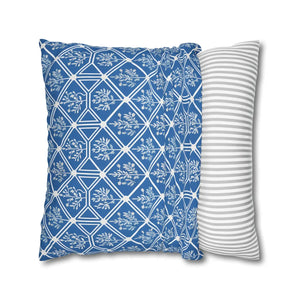 Blue Geometric Floral – 18x18 Square Cover - Dipaliz - Chair & Sofa Cushion Covers