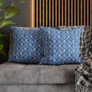 Blue Geometric Floral – 18x18 Square Cover - Dipaliz - Chair & Sofa Cushion Covers