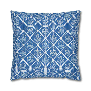 Blue Geometric Floral – 18x18 Square Cover - Dipaliz - Chair & Sofa Cushion Covers