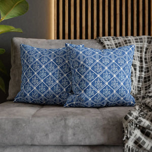 Blue Geometric Floral – 18x18 Square Cover - Dipaliz - Chair & Sofa Cushion Covers