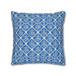 Blue Geometric Floral – 18x18 Square Cover - Dipaliz - Chair & Sofa Cushion Covers