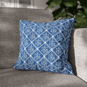 Blue Geometric Floral – 18x18 Square Cover - Dipaliz - Chair & Sofa Cushion Covers