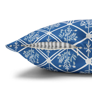 Blue Geometric Floral – 18x18 Square Cover - Dipaliz - Chair & Sofa Cushion Covers