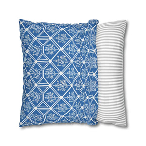 Blue Geometric Floral – 18x18 Square Cover - Dipaliz - Chair & Sofa Cushion Covers