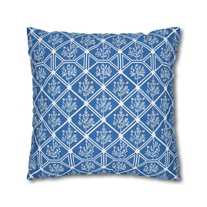 Blue Geometric Floral – 18x18 Square Cover - Dipaliz - Chair & Sofa Cushion Covers