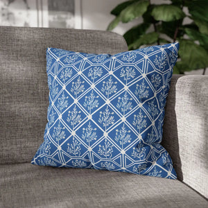 Blue Geometric Floral – 18x18 Square Cover - Dipaliz - Chair & Sofa Cushion Covers