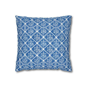 Blue Geometric Floral – 18x18 Square Cover - Dipaliz - Chair & Sofa Cushion Covers