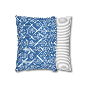 Blue Geometric Floral – 18x18 Square Cover - Dipaliz - Chair & Sofa Cushion Covers