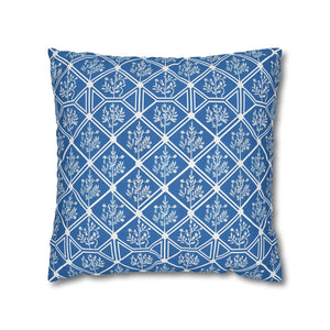 Blue Geometric Floral – 18x18 Square Cover - Dipaliz - Chair & Sofa Cushion Covers