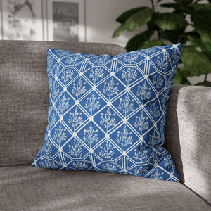Blue Geometric Floral – 18x18 Square Cover - Dipaliz - Chair & Sofa Cushion Covers