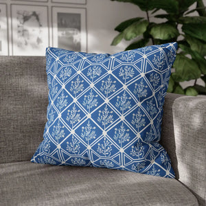 Blue Geometric Floral – 18x18 Square Cover - Dipaliz - Chair & Sofa Cushion Covers
