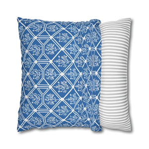 Blue Geometric Floral – 18x18 Square Cover - Dipaliz - Chair & Sofa Cushion Covers