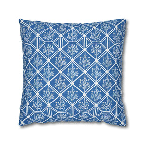 Blue Geometric Floral – 18x18 Square Cover - Dipaliz - Chair & Sofa Cushion Covers
