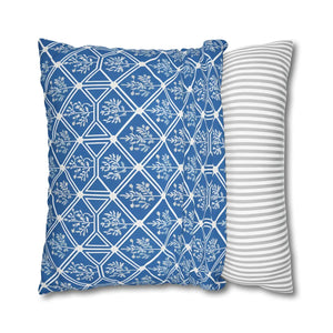 Blue Geometric Floral – 18x18 Square Cover - Dipaliz - Chair & Sofa Cushion Covers
