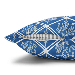 Blue Geometric Floral – 18x18 Square Cover - Dipaliz - Chair & Sofa Cushion Covers