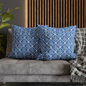 Blue Geometric Floral – 18x18 Square Cover - Dipaliz - Chair & Sofa Cushion Covers