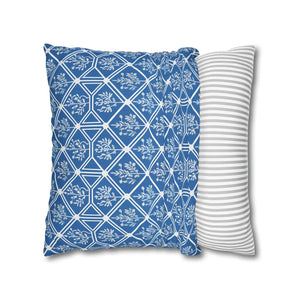 Blue Geometric Floral – 18x18 Square Cover - Dipaliz - Chair & Sofa Cushion Covers